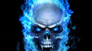 Create meme: skull bright, flaming skull, blue skull