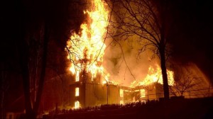 Create meme: burning house, arson, Church