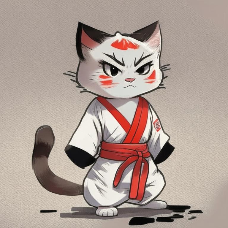 Create meme: bakeneko, karate cat, a cat in a kimono