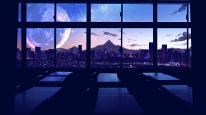 Создать мем: аниме фон ночной город, окно ночью, аниме фон вечер
