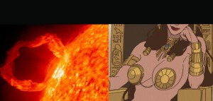 Create meme: Millennium actress anime footage, anime, prominences in the sun