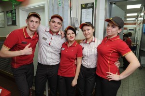 Create meme: air asia fly attendant, coffeehouse Krispy Kreme in Moscow, McDonald's staff