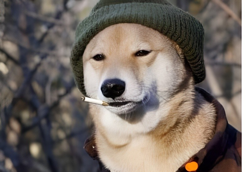 Create meme: a dog in a hat with a cigarette, a dog in a hat, a dog with a cigarette in a hat meme