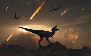Создать мем: тираннозавр, метеорит динозавры, падение метеорита вымирание динозавров