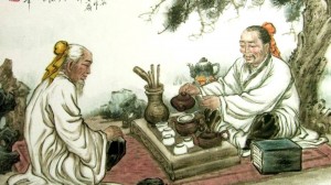 Создать мем: японская чайная церемония, китайский мудрец в саду, конфуций и лао цзы