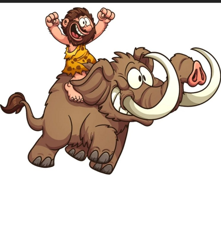 Create meme: the caveman, mammoth, ancient man hunting on transparent background