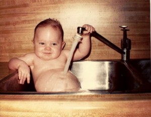 Create meme: The baby in the sink