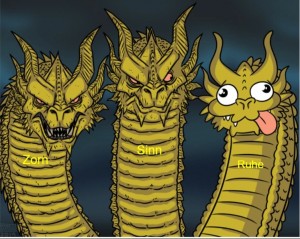 Создать мем: кинг гидора мем, трехголовый дракон, трехголовый дракон мем