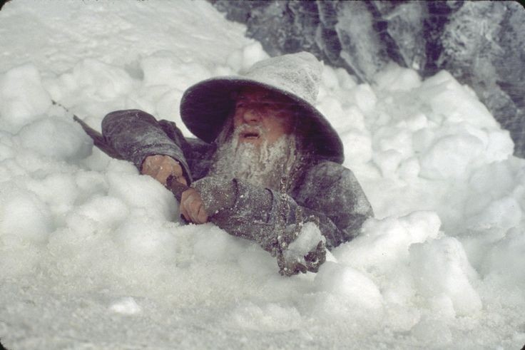 Create meme: Gandalf in the snow, Gandalf and Gimli in the snow, Gandalf 