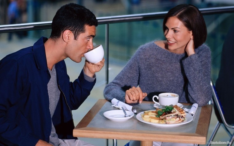Create meme: a man and a girl with a girl in a restaurant drinking coffee, the relationship of a man and a woman, good morning to the man