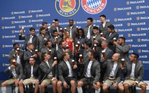 Create meme: Bayern Munich beer, football, Paulaner from Bavaria