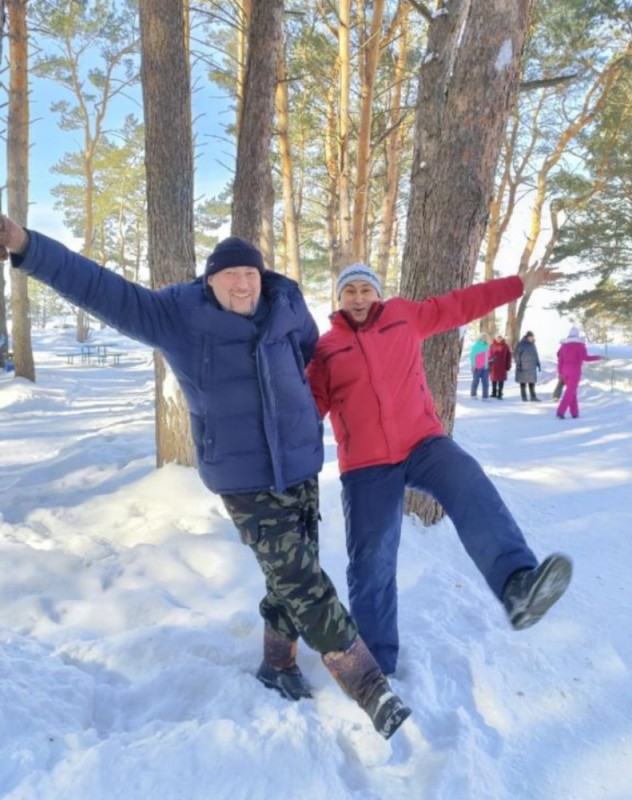 Create meme: people , male , in the winter forest