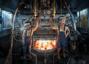 Create meme: Stoker, Stoker in the furnace, the locomotive fireman