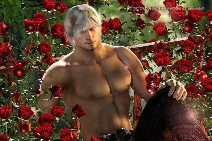 Create meme: Dante with a rose, the man with the rose, dante devil may