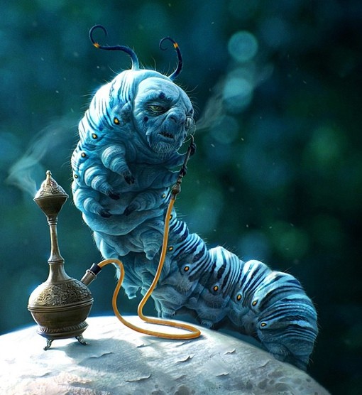 Create meme: Alice in wonderland absolute, Alice in Wonderland caterpillar, Alice in Wonderland caterpillar with hookah