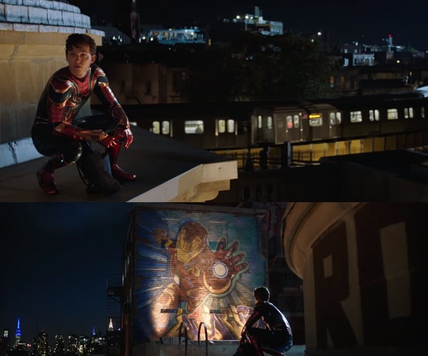 Create meme: iron man , I see her everywhere I go, spider-man away from home 2019