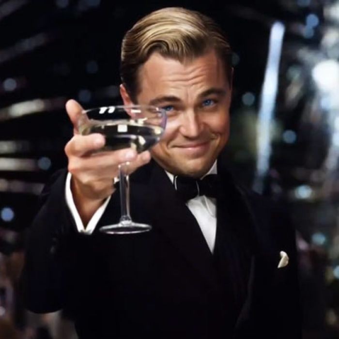 Create meme: DiCaprio with a glass of, Leonardo DiCaprio the great Gatsby, the great Gatsby Leonardo DiCaprio