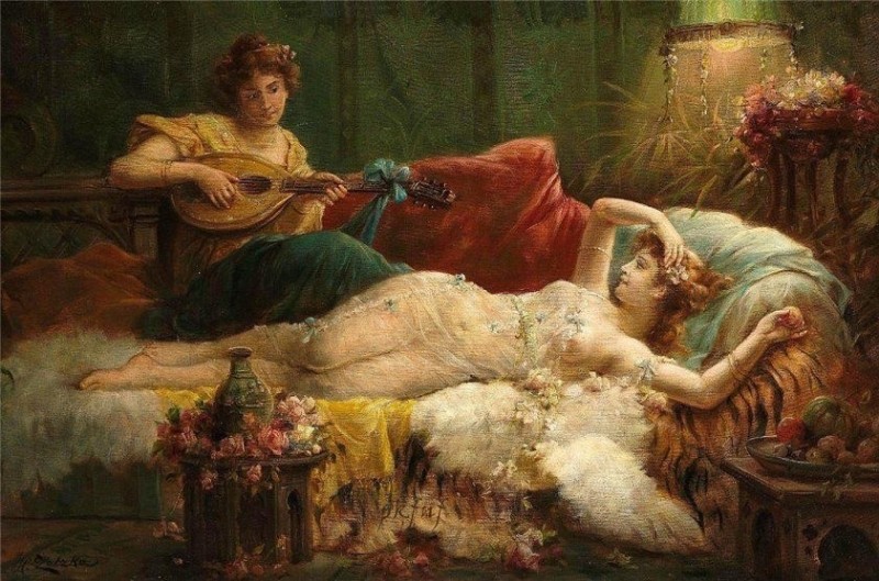 Создать мем: ханс зацка картина сон невесты, картина дама, картина известного художника девушка лежит