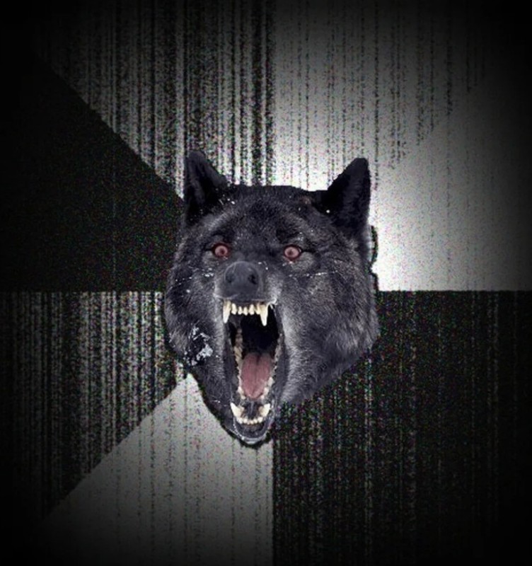 Создать мем: сумасшедший волк мем, дерзкий волк, мем волк