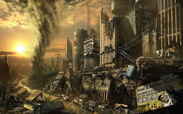 Создать мем: мир после апокалипсиса, постапокалипсис город, fallout 1