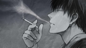 Создать мем: рисунок, курящие аниме парни, аниме парень с сигаретой