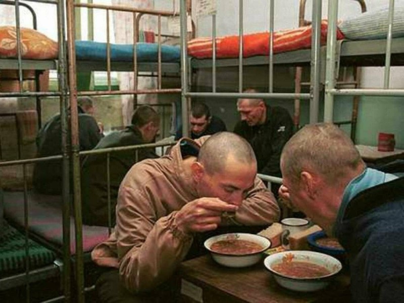 Create meme: jailers in the dining room, remand, prisons in russia
