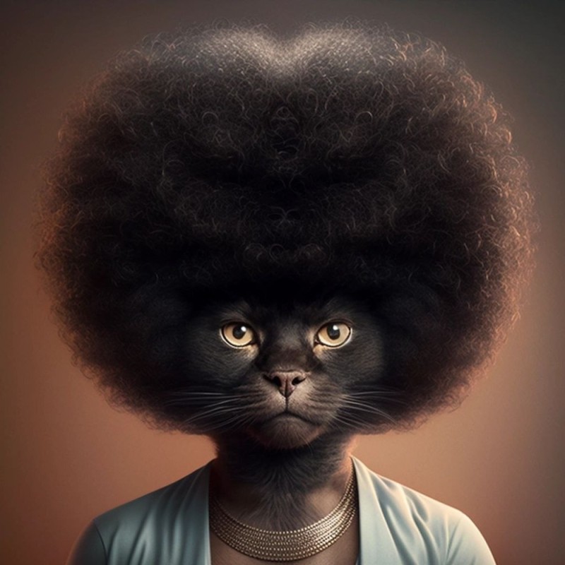 Create meme: cat , black hairstyles, stylish cat 