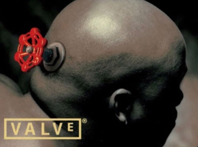 Create meme: valve corp, valve shaft head with tap, valve man with a valve