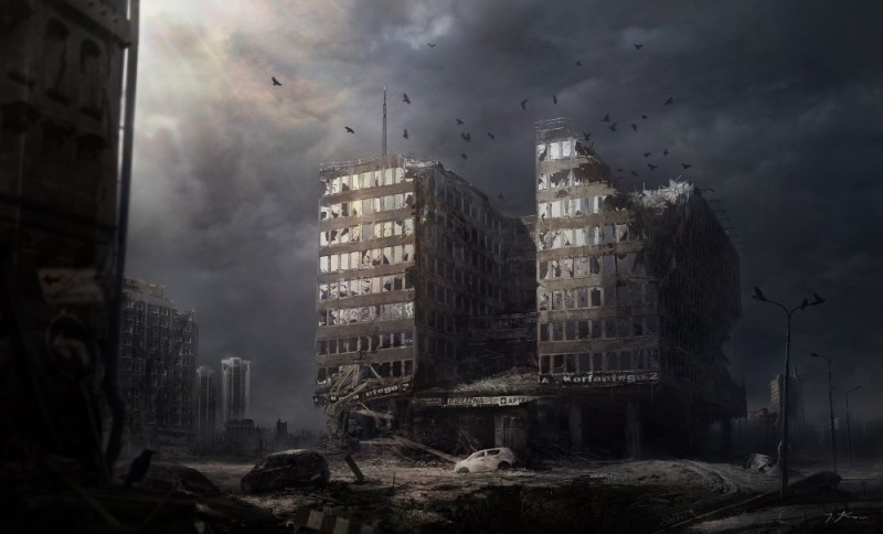 Создать мем: разрушенный город арт, разрушенное здание, город апокалипсис