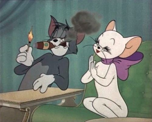 Create meme: Tom and Jerry , Tom and Jerry with a cigarette, Tom and Jerry with cigar