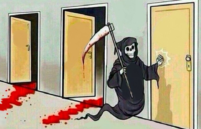 Create meme: meme of death and doors, the grim Reaper meme, death is knocking at the door