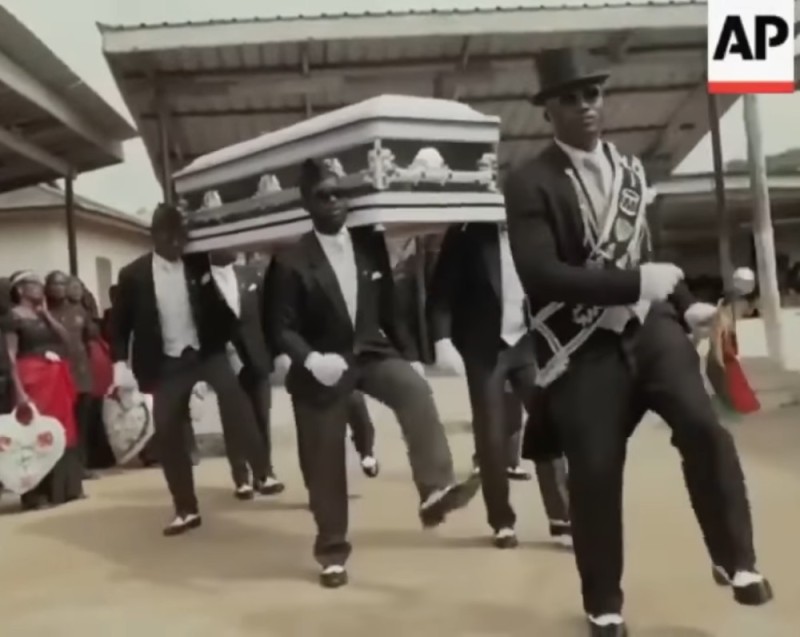 Create meme: dance of blacks with a coffin, dancing with a coffin, Negros dancing with the coffin