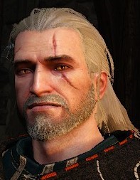 Create meme: tattoo Geralt the Witcher 3, Geralt of rivia smile, beard and hairstyle set the Witcher 3