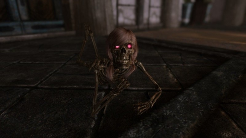 Create meme: skyrim companion skeleton mod, the skeleton of skyrim, a skeleton from skyrim