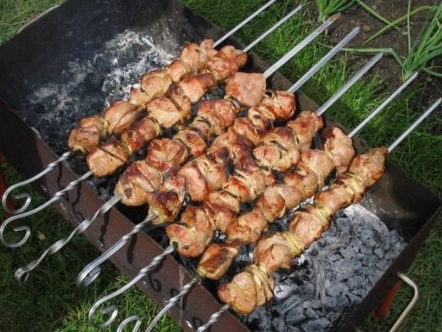 Create meme: barbecue on the fire, grill skewers, kebab shop saved
