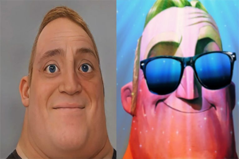 Create meme: mr incredible canny, uncanny mr incredible, creepy faces Mr. Exceptional