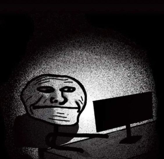 Create meme: anonymous hacker, trollface smiles under the background, smiling trollface