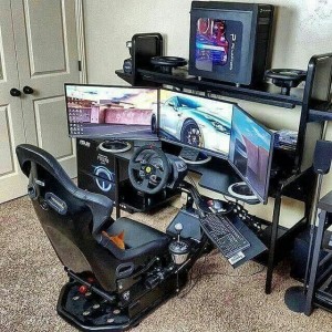Create meme: room gamer, photo Paradise for gamers, gaming steering wheel PC in the room