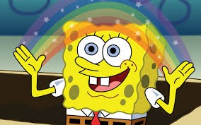 Create meme: spongebob rainbow, spongebob imagination meme, imagination spongebob