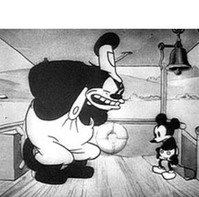 Create meme: Mickey mouse is an old cartoon, steamboat Willie, Pete from Mickey Mouse