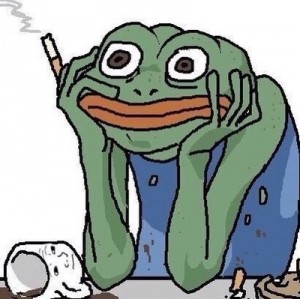 Create meme: toad, Pepe the frog, the frog smokes meme