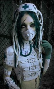 Create meme: Gothic girls, cyber hotesse nurse, cosplay cyber goth