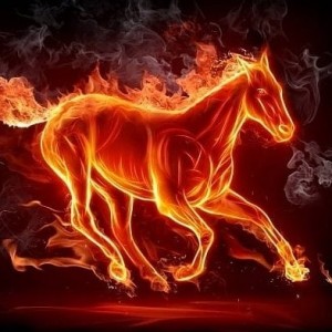 Создать мем: огненный конь рисунок, огненный конь арт, лошадь огонь