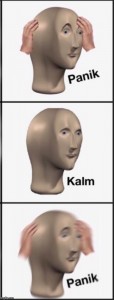 Create meme: meme head, panic meme mannequin head