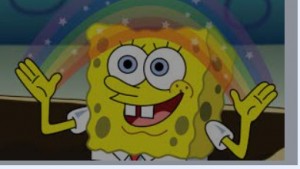 Create meme: spongebob rainbow, spongebob meme, spongebob imagination