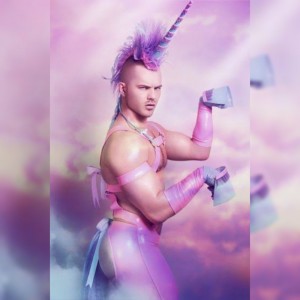Create meme: a guy dressed like a unicorn, man unicorn