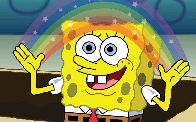 Create meme: sponge Bob square pants , rainbow spongebob, spongebob imagination 