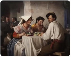 Create meme: Carl Bloch-in a Roman Osteria, the analysis of the painting, bloch