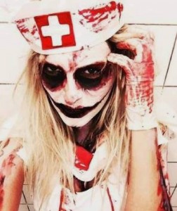 Create meme: makeup for Halloween, mask nurse Halloween, bloody nurse