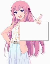 Create meme: anime characters, anime kawaii meme, anime with a sign